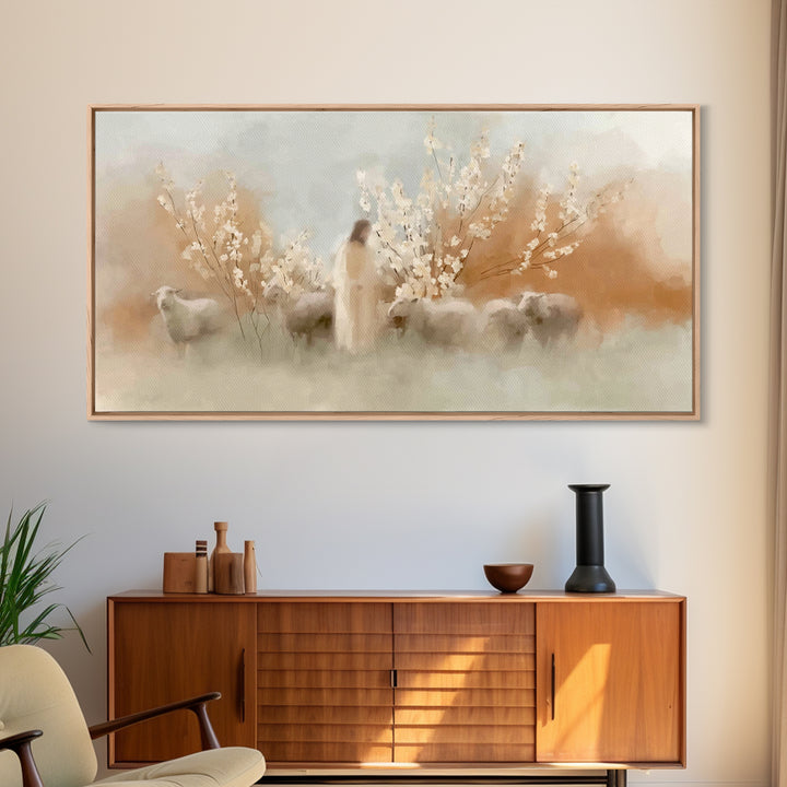 Morning Grace Path | Framed Canvas Print | Jesus Painting | Christian Wall Art | Christmas Art | Christian Art Canvas
