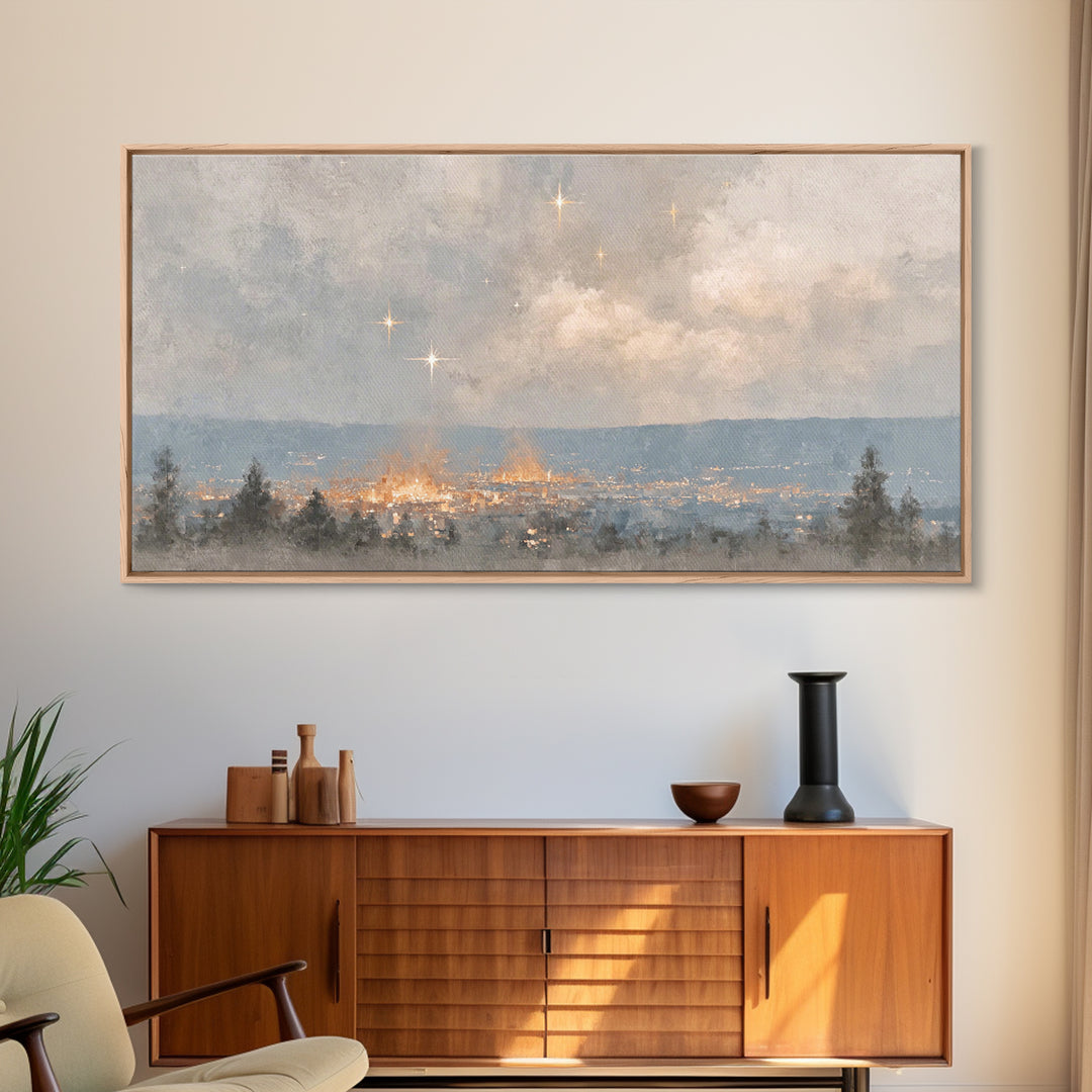 City of Peace – Framed Canvas Print – Christian Wall Art – Christmas Art Prints – Christian Christmas Decor – Christian Art Canvas – Moody