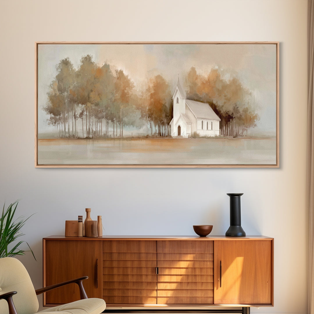 Church Of Still Dawn – Framed Canvas Print – Christian Wall Art – Christian Art Canvas – Christmas Art – Jesus Painting