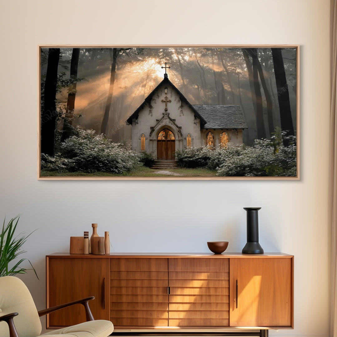 Forest Chapel Grace – Framed Canvas Print – Christian Wall Art – Christian Art Canvas – Christian Painting – Christian Decor – Christian Ar