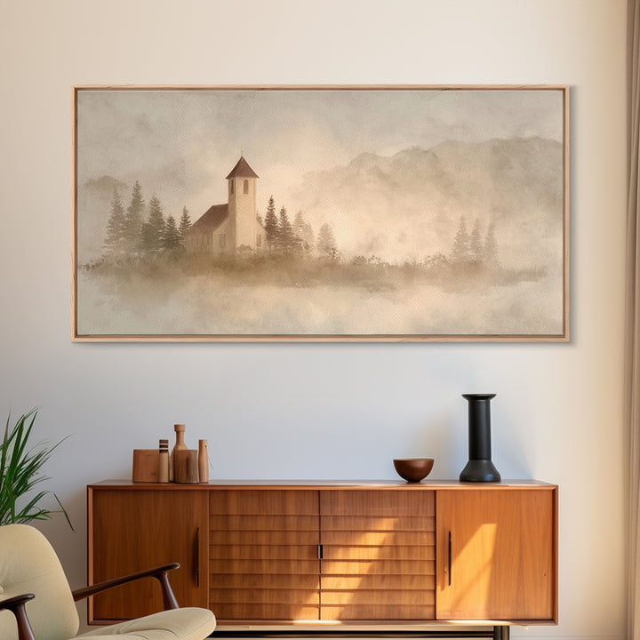 Silent Chapel Haven | Framed Canvas Print | Christian Wall Art | Christian Art Canvas | Christian Art | Christian Painting | Christian Gift