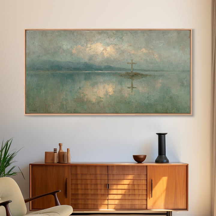 Silent Waters – Framed Canvas Print – Christian Wall Art – Christian Art Print – Jesus Painting – Moody Christian Art – Christian Gift Idea