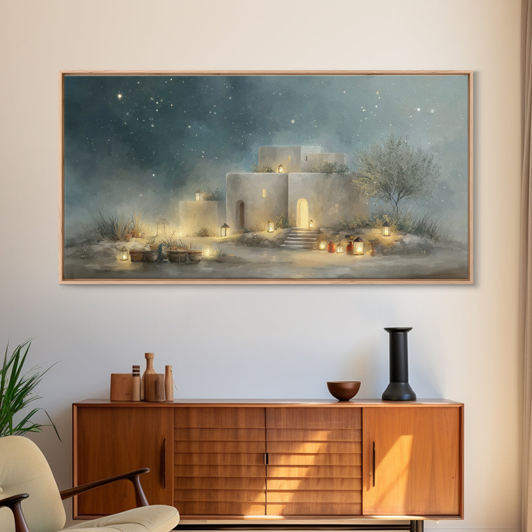 Bethlehem Glow – Framed Canvas Print – Christian Wall Art – Christian Art Canvas – Christmas Art Prints – Christian Christmas Decor – Jesus
