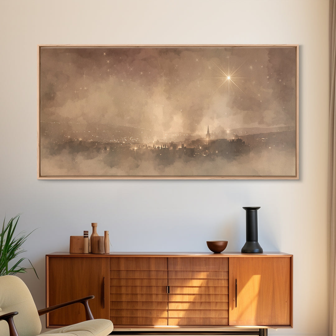 Heavenly Starfall – Framed Canvas Print – Christian Christmas Art – Christian Wall Art – Christmas Art Prints – Christian Art – Christian A