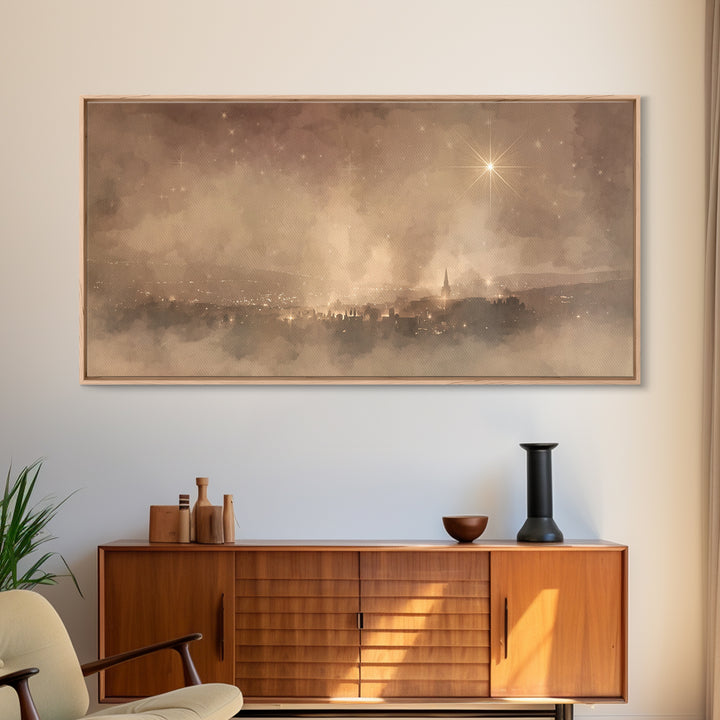 Heavenly Starfall – Framed Canvas Print – Christian Christmas Art – Christian Wall Art – Christmas Art Prints – Christian Art – Christian A