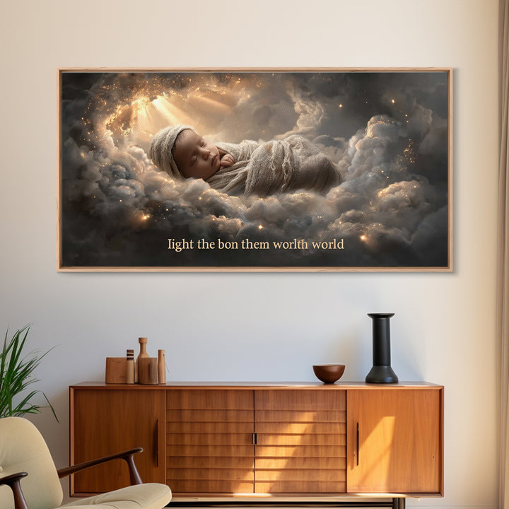 Heaven’s Child – Framed Canvas Print – Christian Wall Art – Jesus Christmas Art – Christian Art Canvas – Christian Gift – Christmas Art Pri