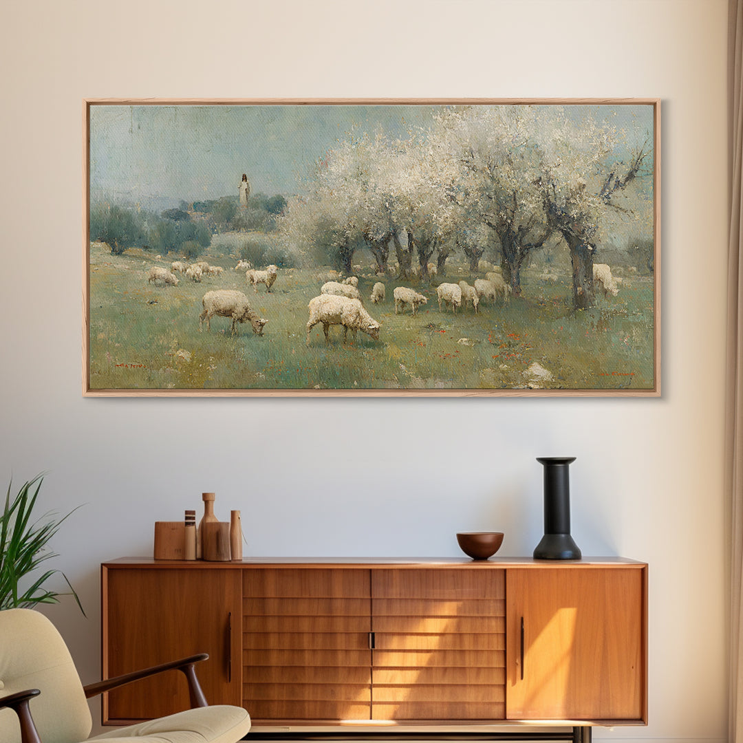 Blooming Quietude , Framed Canvas Print, Christian Art Canvas, Christian Wall Art, Christian Christmas Art, Jesus Painting, Christian Decor