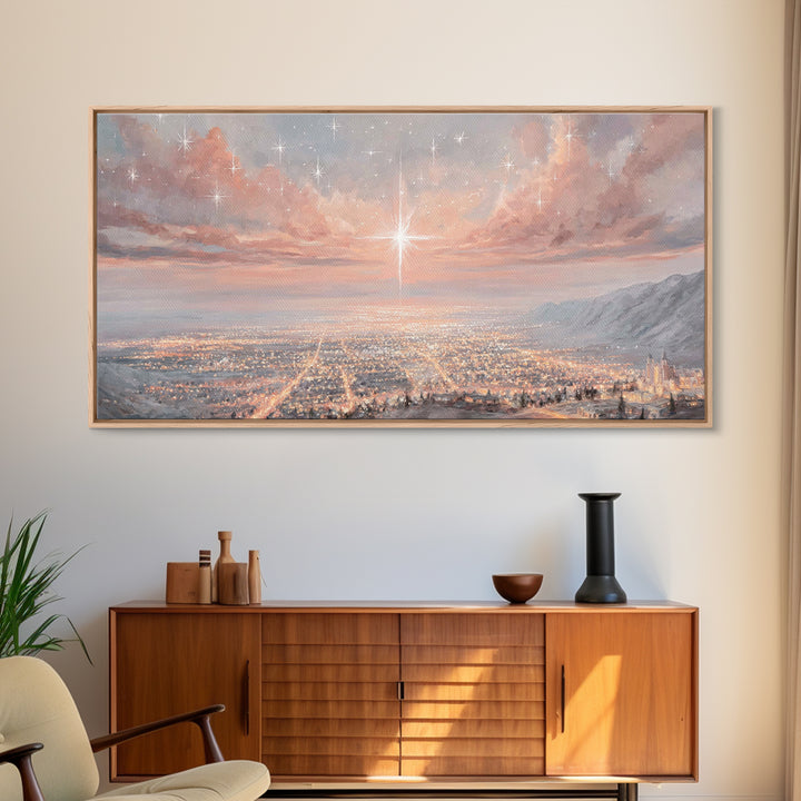 Celestial Dawn Light | Framed Canvas Print | Christian Christmas Art | Christian Art Prints | Christmas Wall Art | Christian Wall Art | Uni