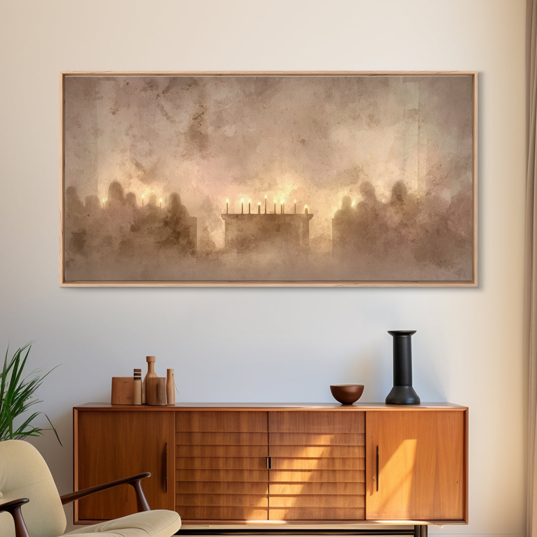 Candlelit Gathering – Framed Canvas Print – Christian Art Canvas – Christian Wall Art – Christmas Art – Jesus Christmas Art – Christian Gif