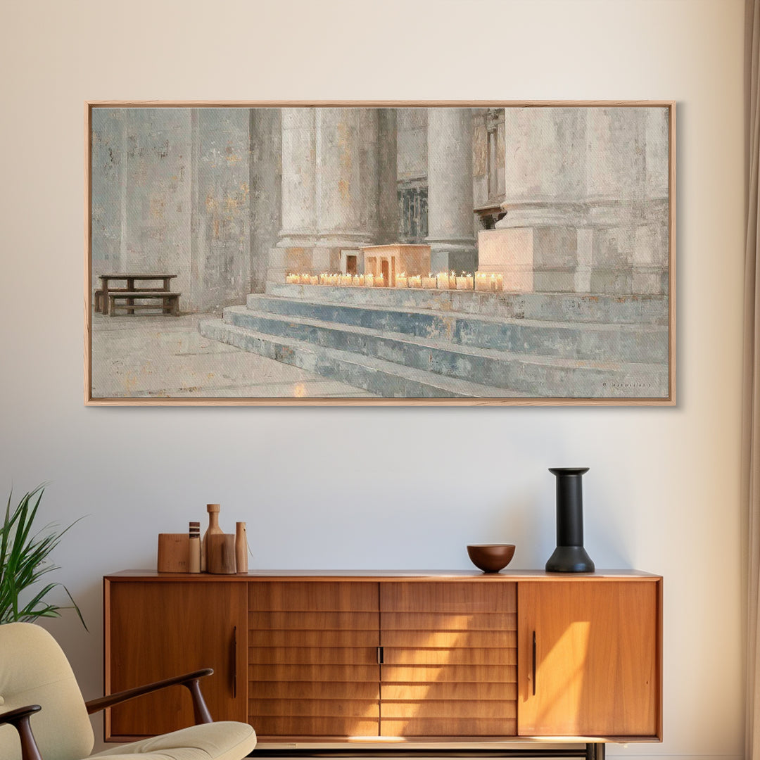 Altar Glow – Framed Canvas Print – Christian Christmas Art – Christian Wall Art – Christmas Art Prints – Christian Art Canvas – Christian D