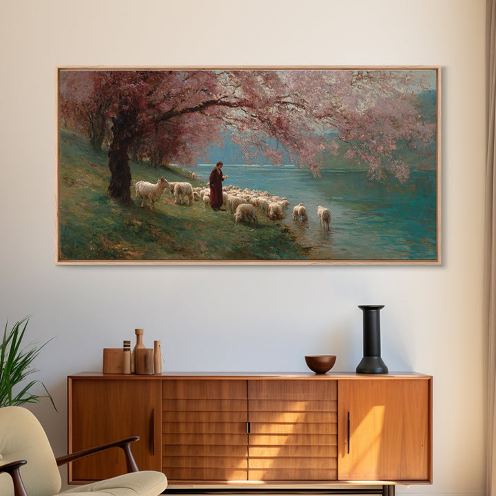 Blossom Gathering – Framed Canvas Print – Christian Art Print – Christian Wall Art – Framed Christian Art – Jesus Painting – Christian Chri