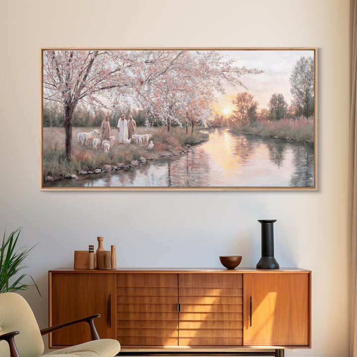 Riverside Disciples – Framed Canvas Print – Christian Art Canvas – Christian Wall Art – Jesus Painting – Christmas Art – Christian Decorati