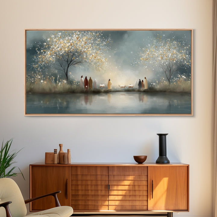 Starry Nativity – Framed Canvas Print – Christian Wall Art – Christian Art Canvas – Christian Christmas Art – Jesus Painting – Christian Ar