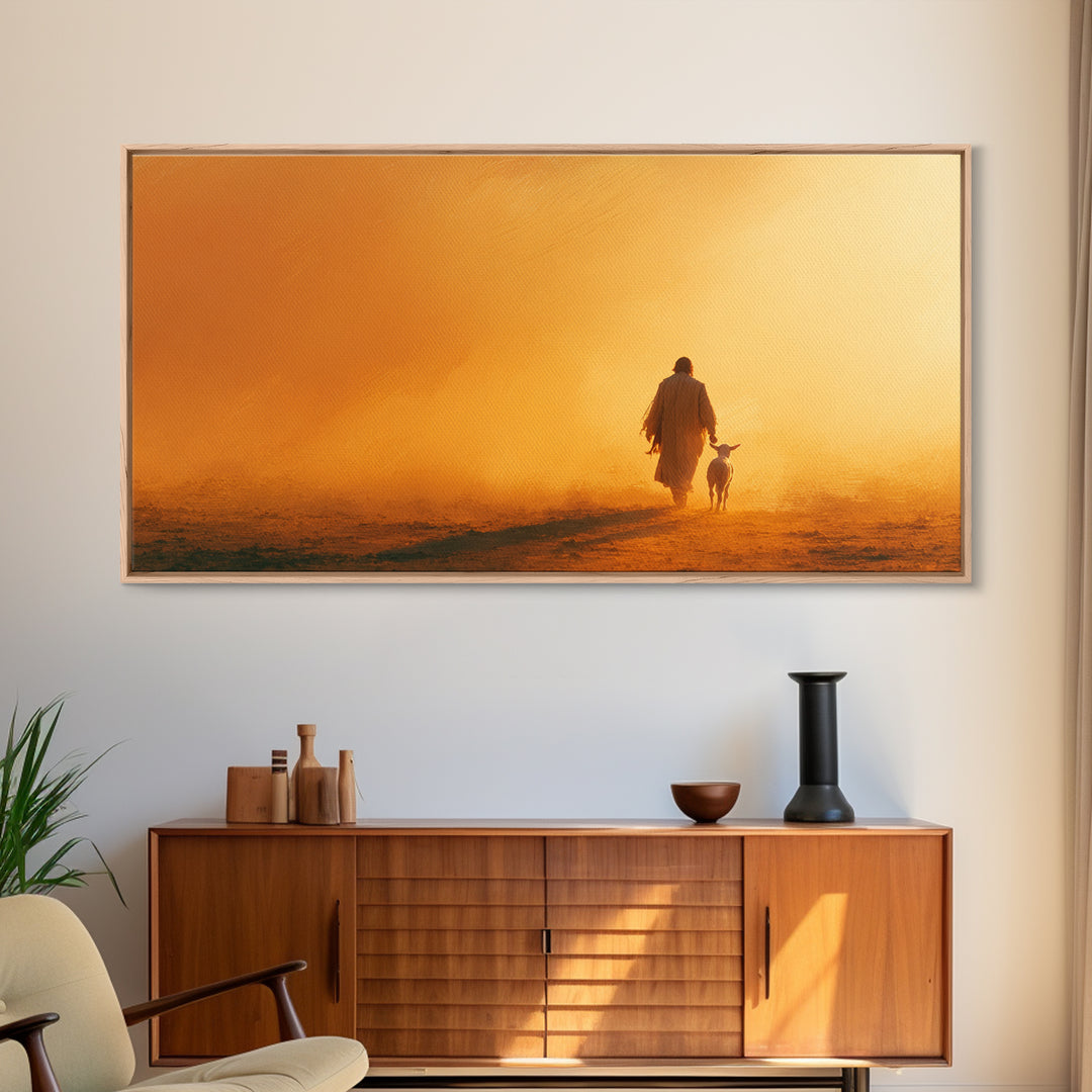 Desert Shepherd – Framed Canvas Print – Christian Wall Art – Christian Art Painting – Jesus Painting – Christian Decor – Christmas Art