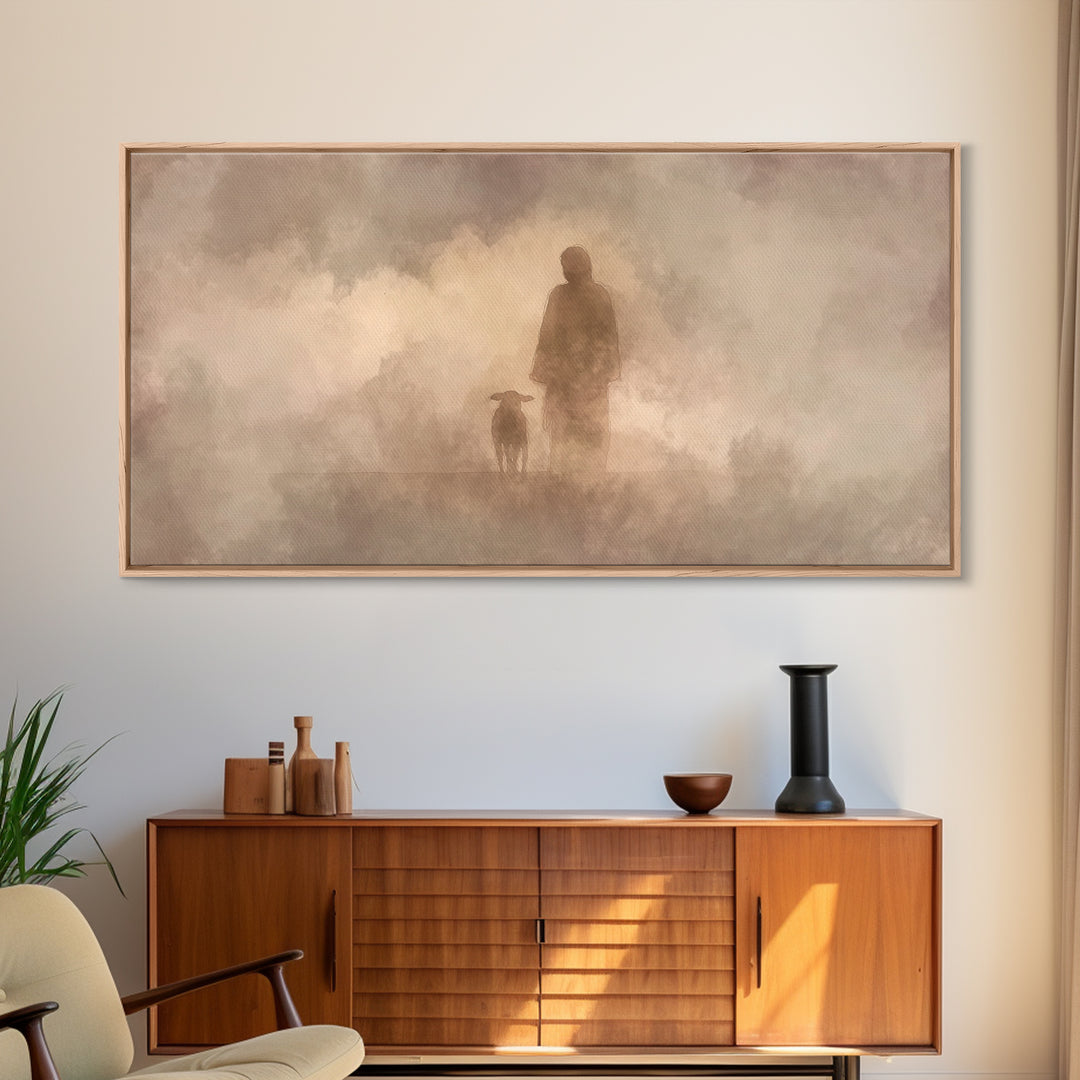 Silent Guidance – Framed Canvas Print – Christian Art Canvas – Christian Wall Art – Minimalist Christian Art – Jesus Painting – Christian G