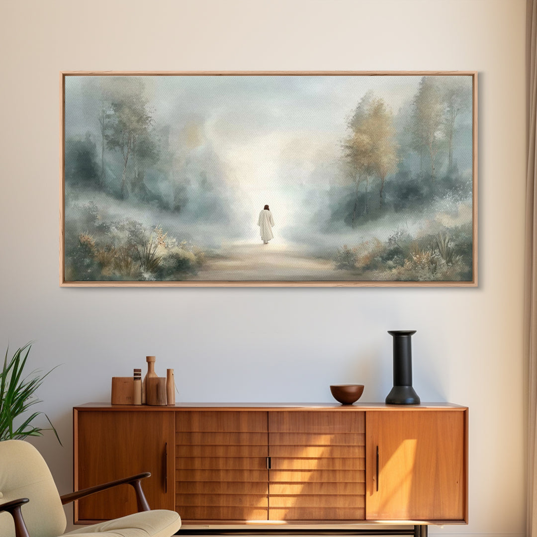Misty Refuge – Framed Canvas Print – Christian Art – Christian Art Canvas – Large Christian Painting – Jesus Canvas Art