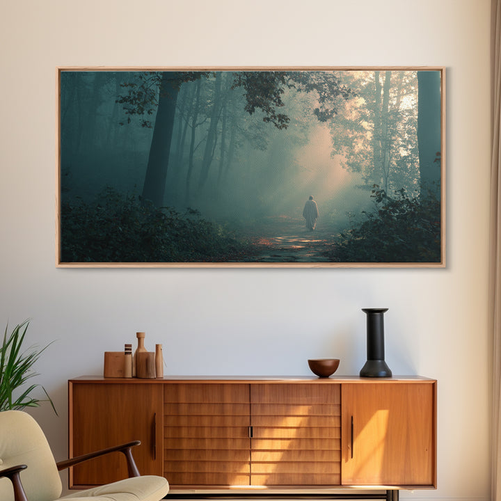 Forest Of Grace, Framed Canvas Print, Christian Wall Art, Christian Christmas Art, Jesus Painting, Modern Christian Art