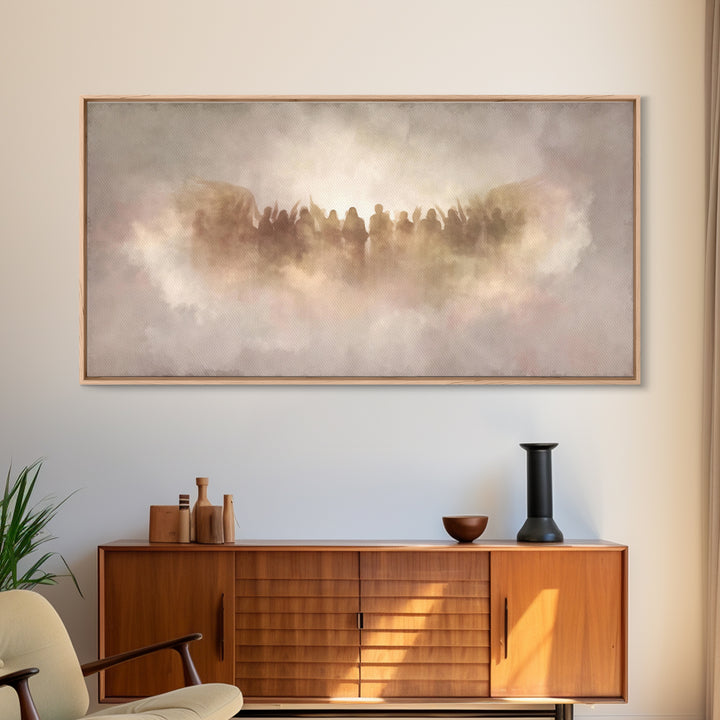 Clouds Of Glory - Framed Canvas Print - Christian Art Print - Subtle Christian Art - Christmas Art Prints - Christian Decor For Home - Vint