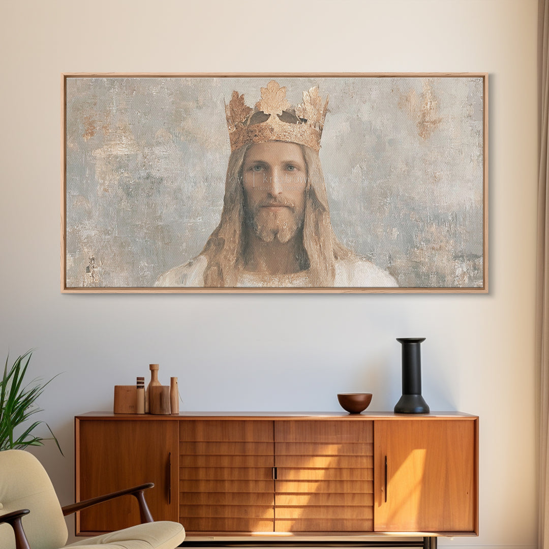 King Of Grace – Framed Canvas Print – Christian Art Canvas – Christian Wall Art – Jesus Painting – Christian Art Print – Christmas Art Fram