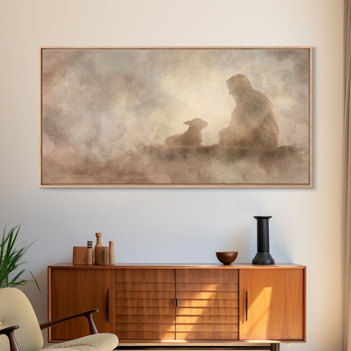 Silent Nativity – Framed Canvas Print – Christian Wall Art – Jesus Painting – Christmas Art – Christian Decor – Christian Art Canvas