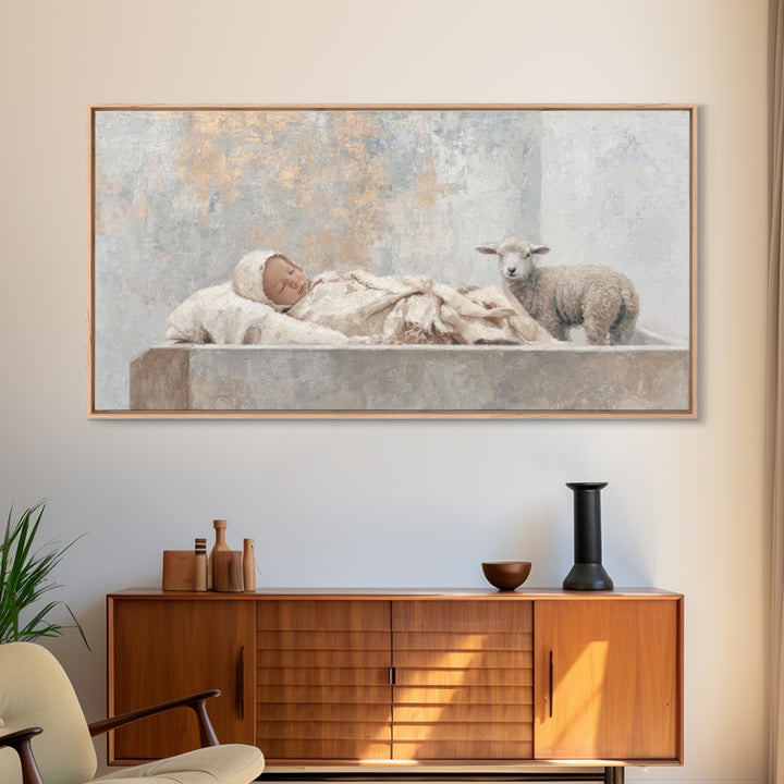 Infant Peace – Framed Canvas Print – Christian Christmas Art – Christian Wall Art – Jesus Painting – Christian Art Canvas – Christmas Art