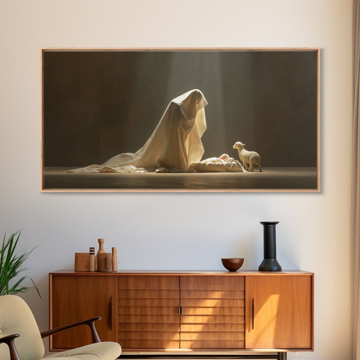 Sacred Adoration – Framed Canvas Print – Christian Art Canvas – Christian Christmas Art – Christian Wall Art – Christian Decor – Jesus Pain