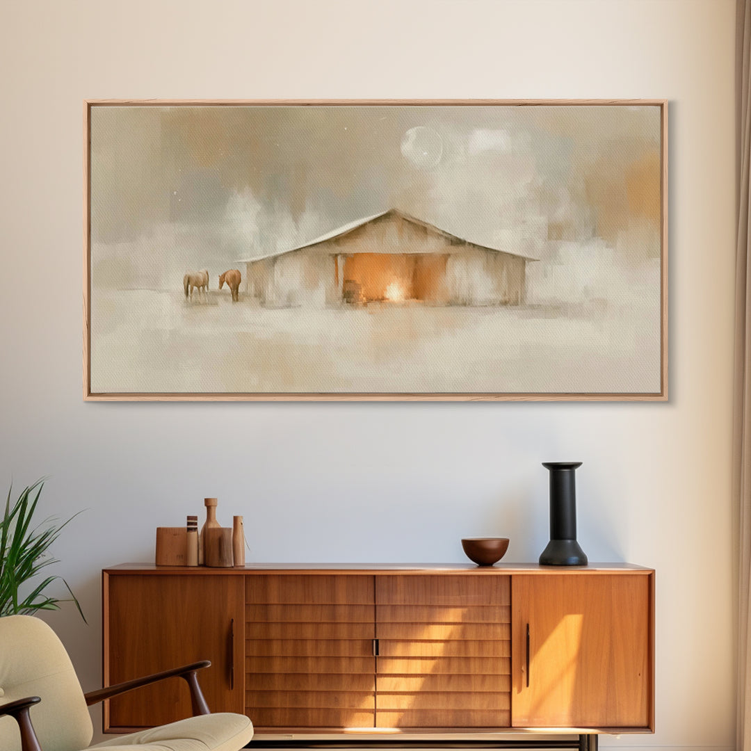 Quiet Manger – Framed Canvas Print – Christian Art Canvas – Christmas Art – Christian Wall Art – Christian Decor – Christian Christmas Art