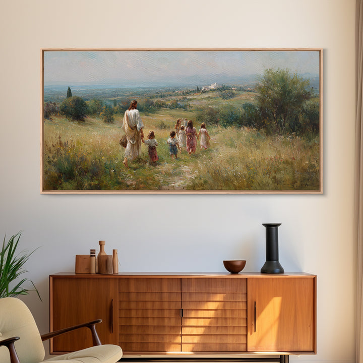 Shepherd’s Path Light – Framed Canvas Print – Jesus Painting – Christian Art Canvas – Christian Wall Art – Christian Art – Christian Gift I