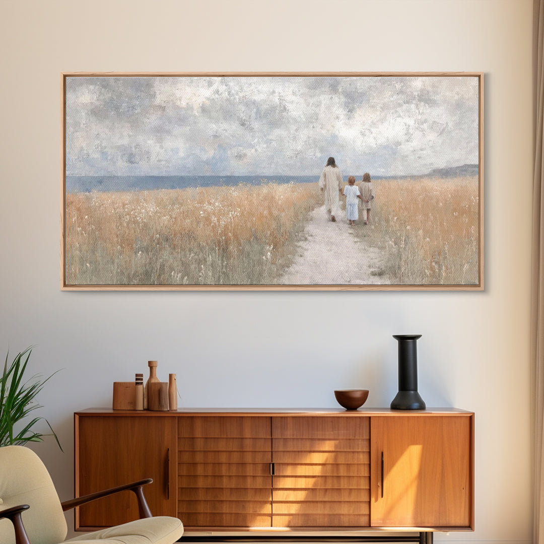 Fields Of Grace – Framed Canvas Print – Christian Art Canvas – Jesus Painting – Christian Wall Art – Christian Art – Christian Gift