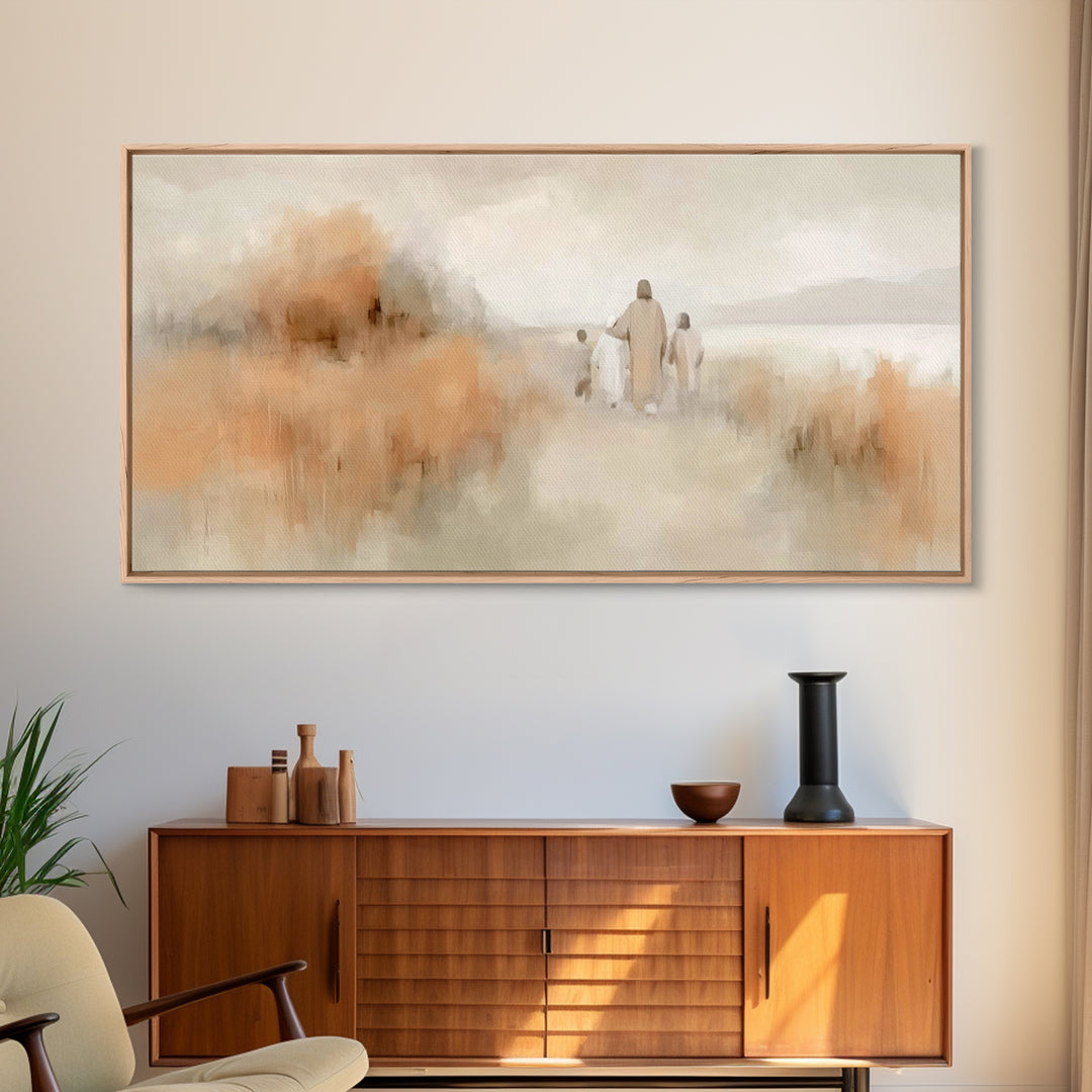 Quiet Meadow Walk – Framed Canvas Print – Christian Wall Art – Christian Art – Jesus Painting – Christian Art Canvas – Christian Gift