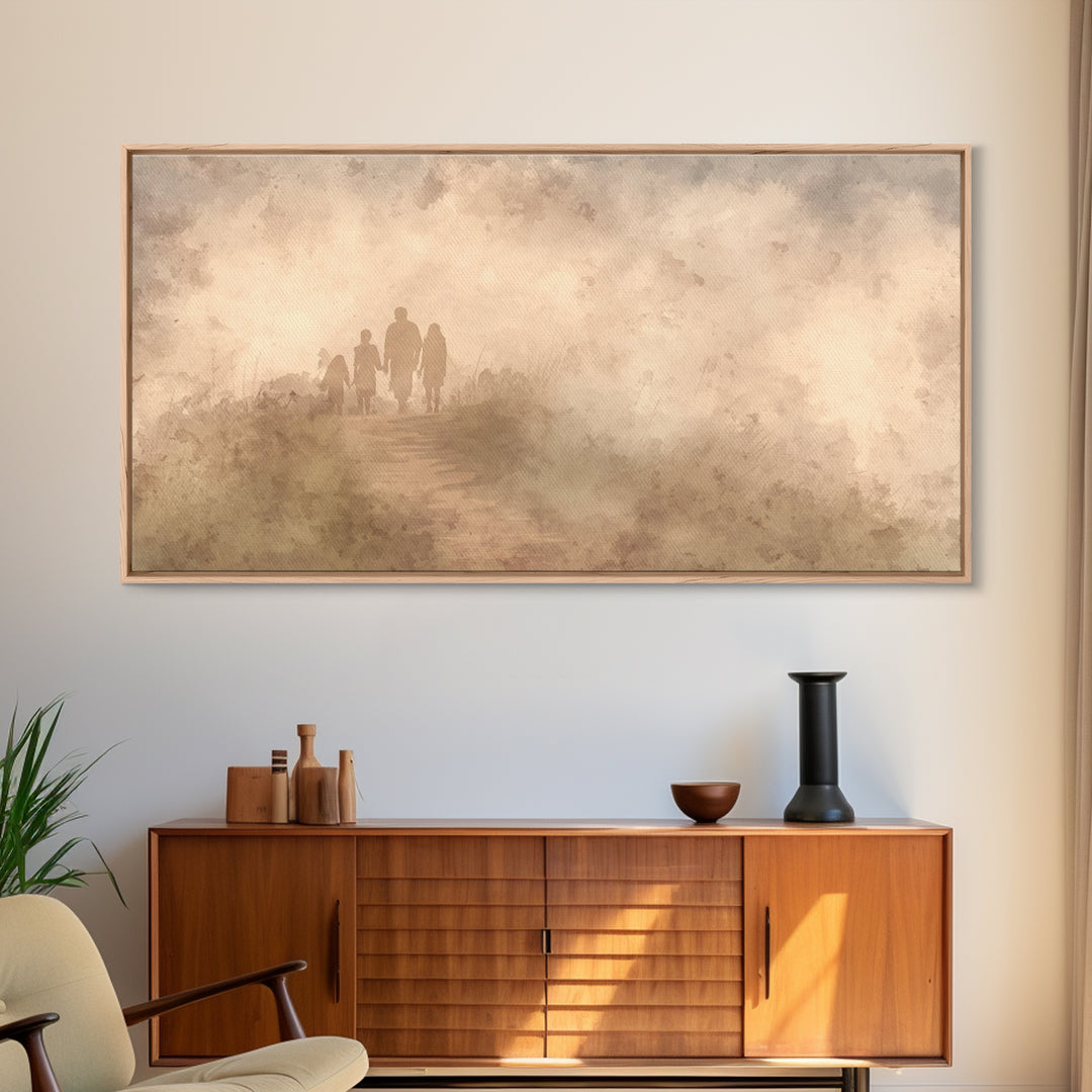 Walk Of Faith – Framed Canvas Print – Christian Art Canvas – Christian Wall Art – Minimalist Christian Art – Christian Painting – Christian