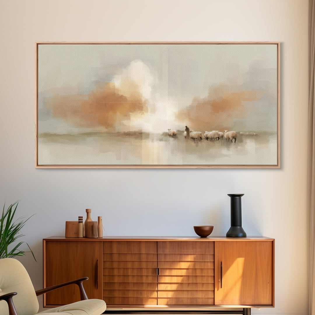 Soft Horizon Grace – Framed Canvas Print – Christian Art Painting – Christian Wall Art – Subtle Christian Art – Christian Art Canvas – Chri