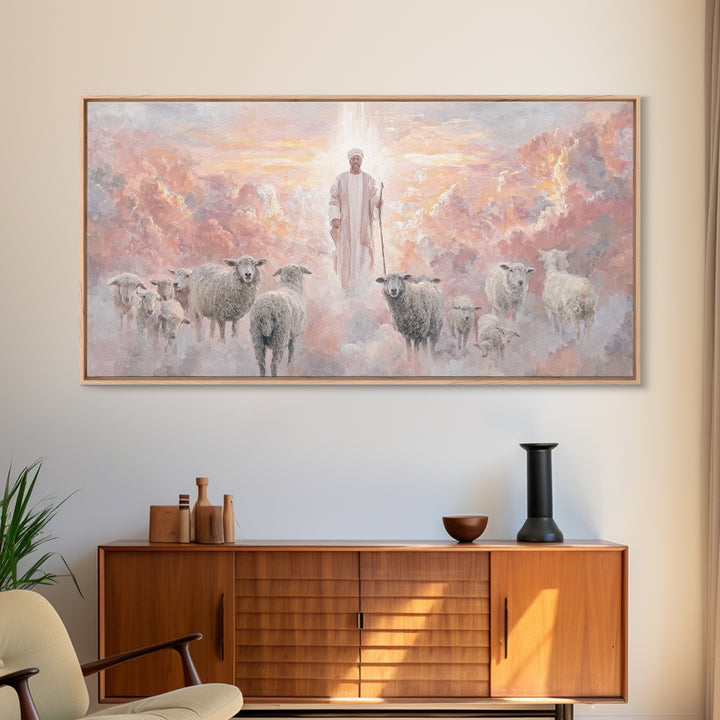 Glory Of The Shepherd – Framed Canvas Print – Jesus Painting – Christian Art Canvas – Christian Christmas Art – Christian Wall Art – Large