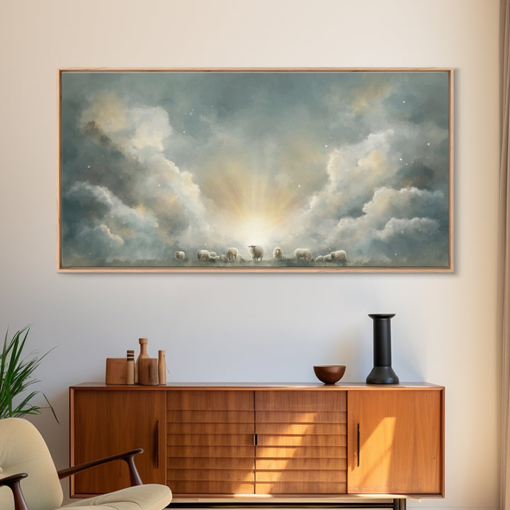 Shepherd’s Dawn Peace – Framed Canvas Print – Christian Art Canvas – Christian Wall Art – Christian Painting – Subtle Christian Art – Chris