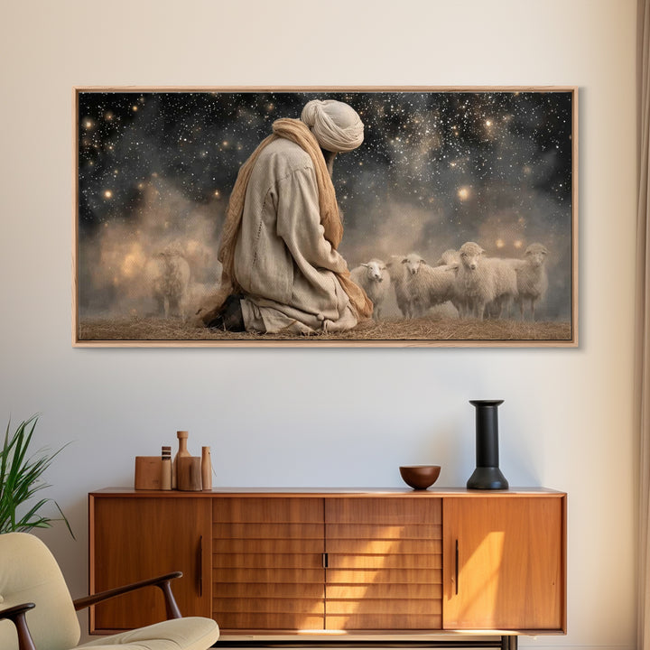 The Guiding Star – Framed Canvas Print – Christian Wall Art – Jesus Painting – Christian Art Canvas – Christian Christmas Art – Pastoral Sc