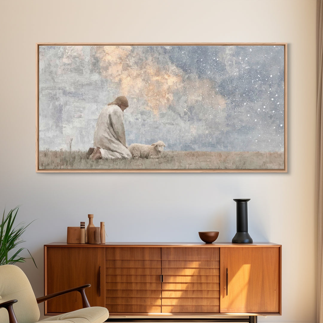 Quiet Night Watch | Framed Canvas Print | Christian Wall Art | Christian Art Canvas | Jesus Painting | Christmas Art Prints | Christian Chr