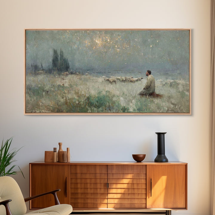 Bethlehem Silence – Framed Canvas Print – Christian Art Canvas – Christian Wall Art – Christmas Art – Jesus Painting – Christian Christmas