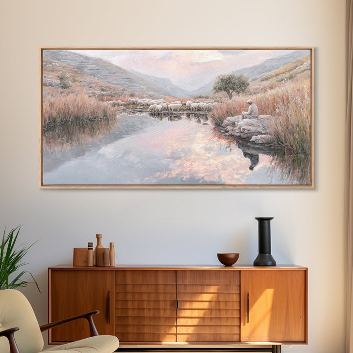 Pastoral Reverence – Framed Canvas Print – Christian Art Canvas – Christian Wall Art – Christian Christmas Art – Jesus Painting – Christmas