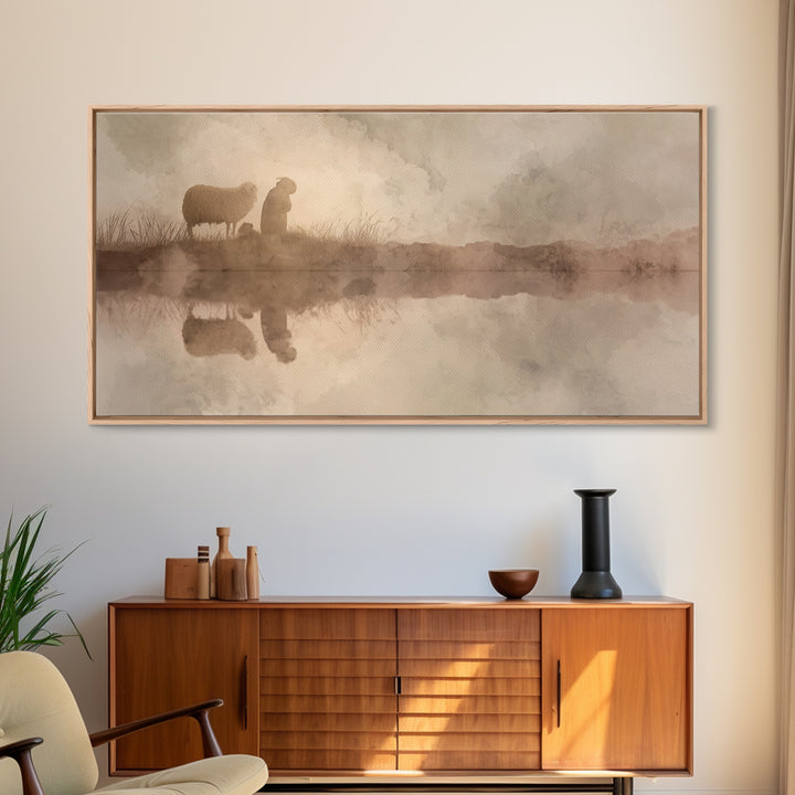 Soft Pasture Light, Framed Canvas Print, Christian Art Canvas, Christian Wall Art, Christian Art Prints, Christian Gift, Subtle Christian A