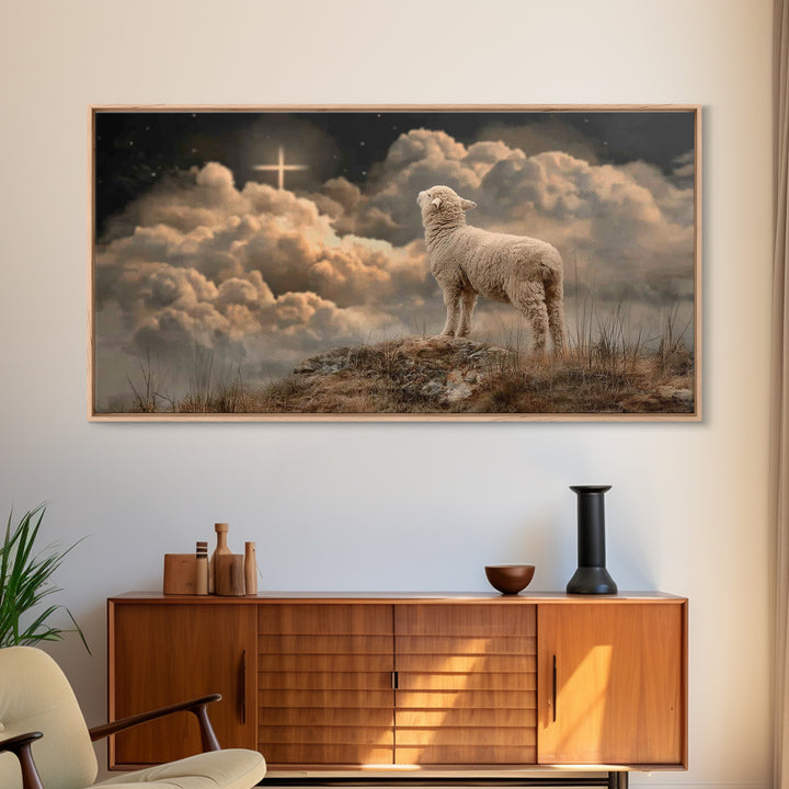 Lamb Of Glory – Framed Canvas Print – Christian Art – Christian Art Canvas – Christian Wall Art – Christian Paintings – Christian Decor – C