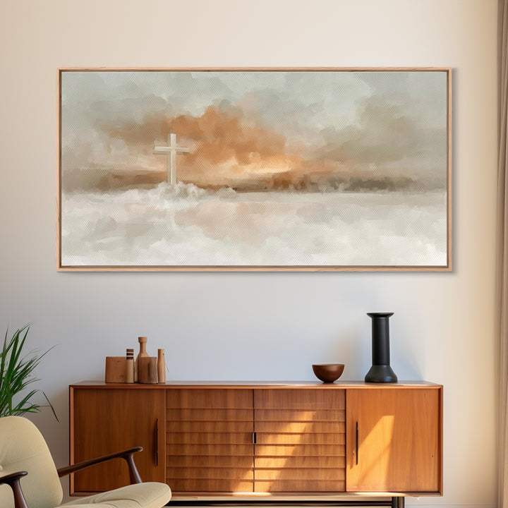Clouds of Salvation, Framed Canvas Print, Christian Wall Art, Christian Art Canvas, Christmas Art Prints, Christian Decor for Home, Modern