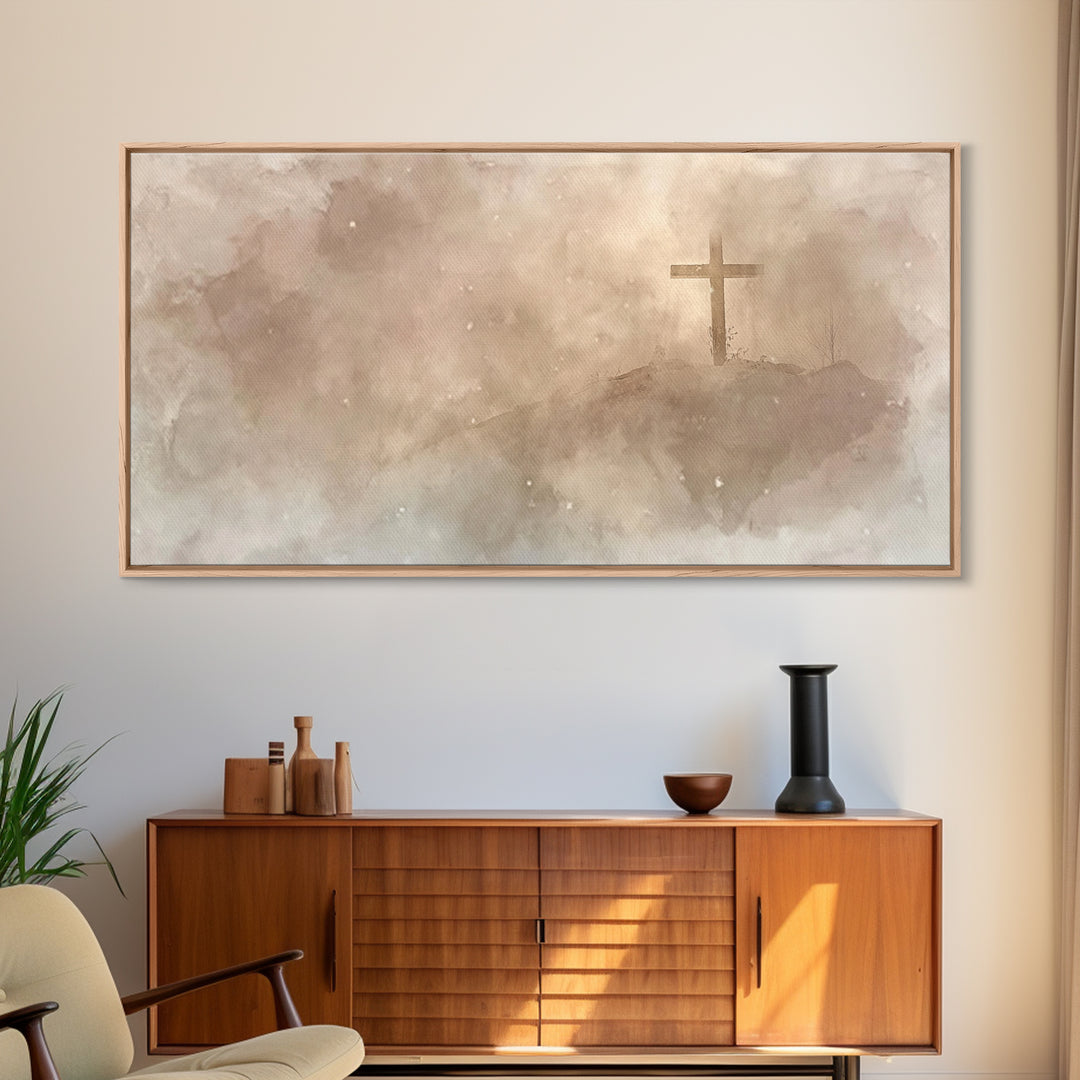 Snowfall Of Mercy – Framed Canvas Print – Christian Art – Christian Wall Art – Moody Christmas Art – Christmas Art Prints – Christian Chris