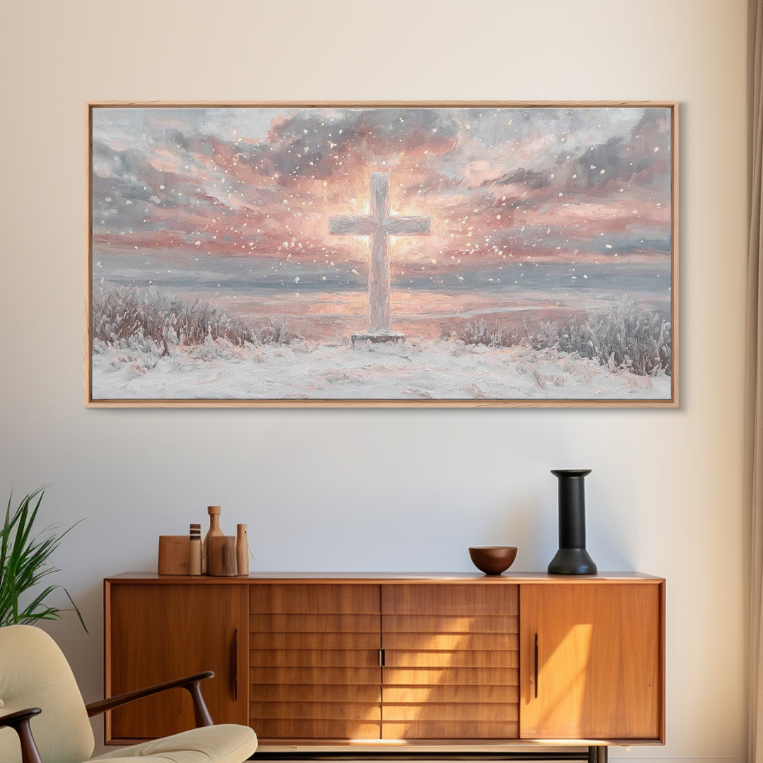 Radiant Dawn Cross – Framed Canvas Print – Christian Wall Art – Christian Art Canvas – Christmas Canvas Wall Art – Christian Decor For Home
