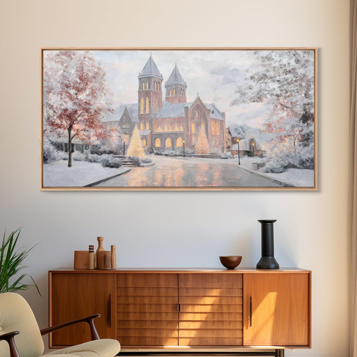 Holy Night Cathedral – Framed Canvas Print – Christian Christmas Art – Christian Wall Art – Framed Christmas Art – Christian Art Canvas – C