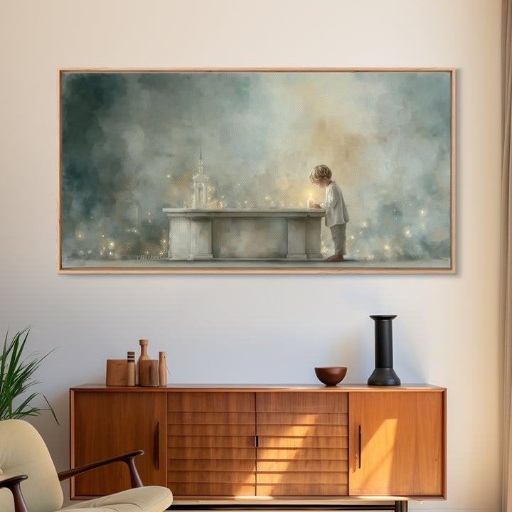 Candlelight Prayer – Framed Canvas Print – Christian Wall Art – Christian Art Canvas – Christmas Art – Christian Art Gift – Subtle Christia