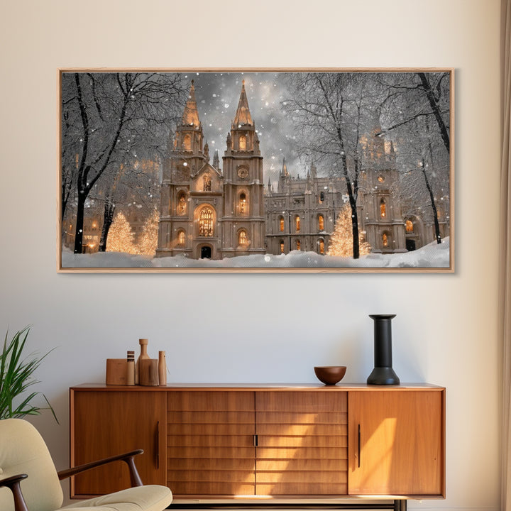 Winter Cathedral Glory – Framed Canvas Print – Christian Wall Art – Christmas Wall Art – Christian Art Canvas – Framed Christmas Art – Chri