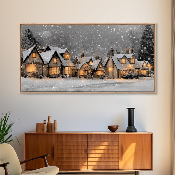 Village Noel Peace – Framed Canvas Print – Christmas Wall Art – Christian Christmas Art – Christmas Art Prints – Christian Art Canvas – Hol