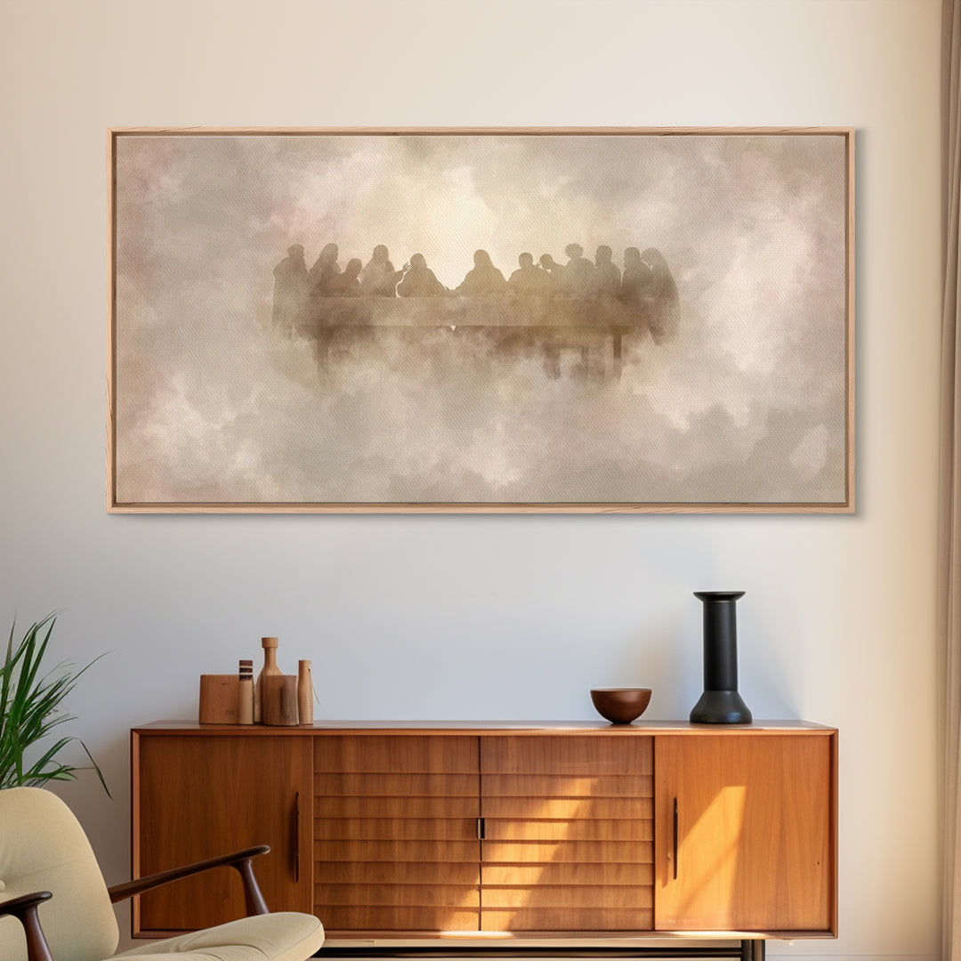 Heavenly Communion, Framed Canvas Print, Christian Art Canvas, Moody Christian Art, Christian Wall Art, Jesus Painting, Christmas Art