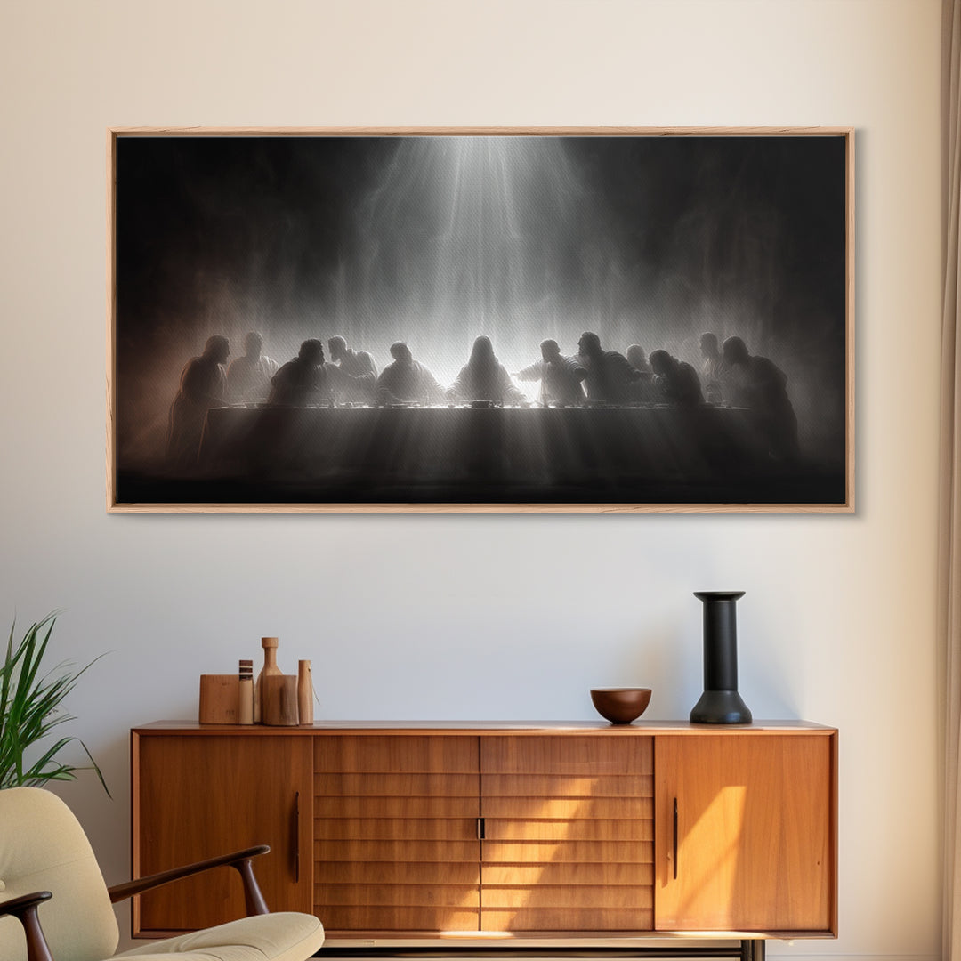 Celestial Feast, Framed Canvas Print, Christian Wall Art, Christian Art Canvas, Moody Christian Art, Jesus Painting, Christian Christmas Ar
