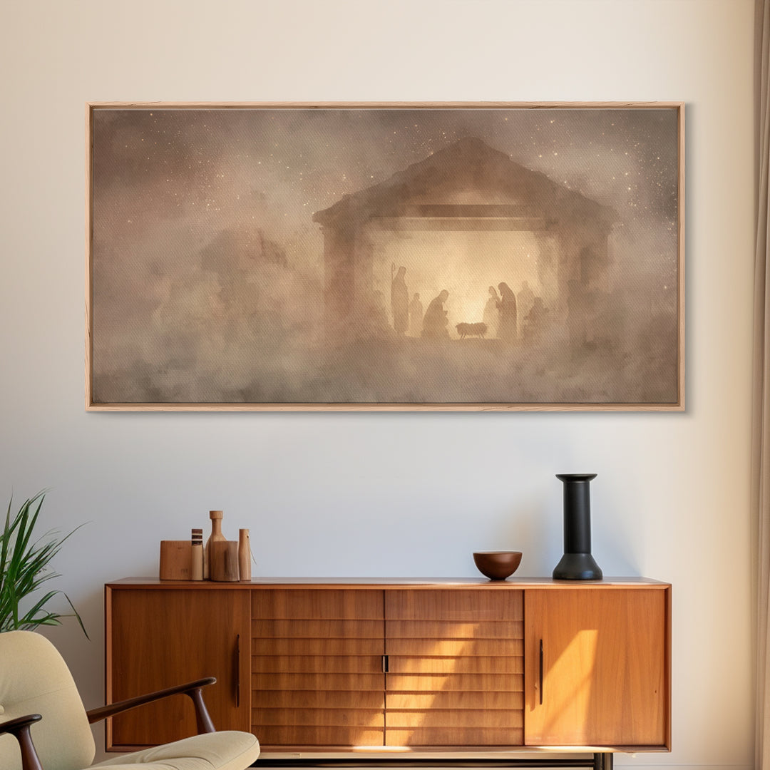 Holy Nativity – Framed Canvas Print – Christmas Art – Jesus Christmas Art – Christian Christmas Decor – Christian Wall Art – Christian Art